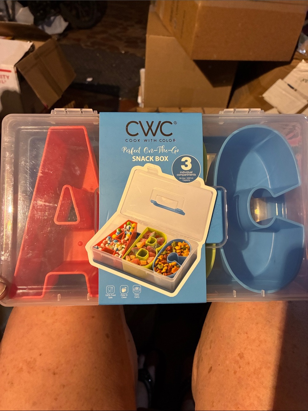 CWC Cook With Color Kids Snack Box - Red and Blue Compartments